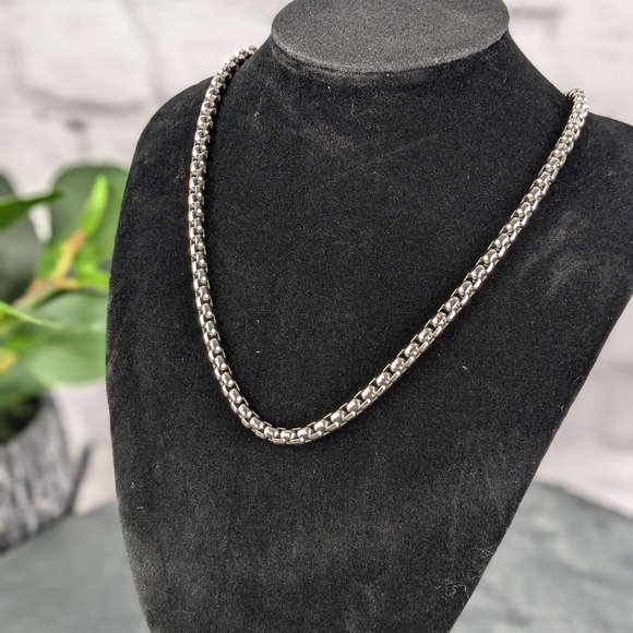 5mm Stainless steel metal rolo chain link necklace 20" 22" - Picture 1 of 5